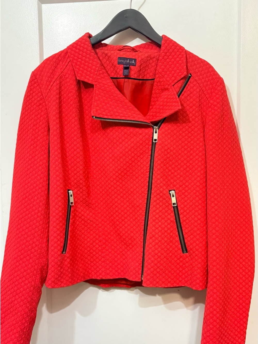 Long Tall Sally Coral Textured Moto-Blazer
